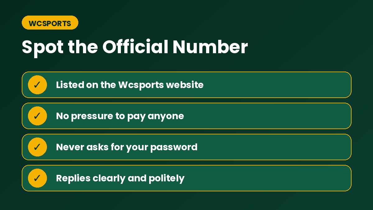 Checklist to spot the official Wcsports Cricket ID WhatsApp Number